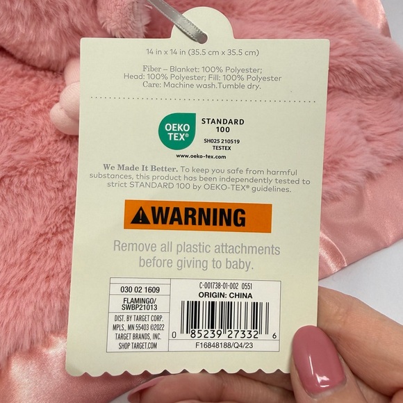 Cloud Island Flamingo Small Security Blanket NWT 14in x 14in - Picture 9 of 9